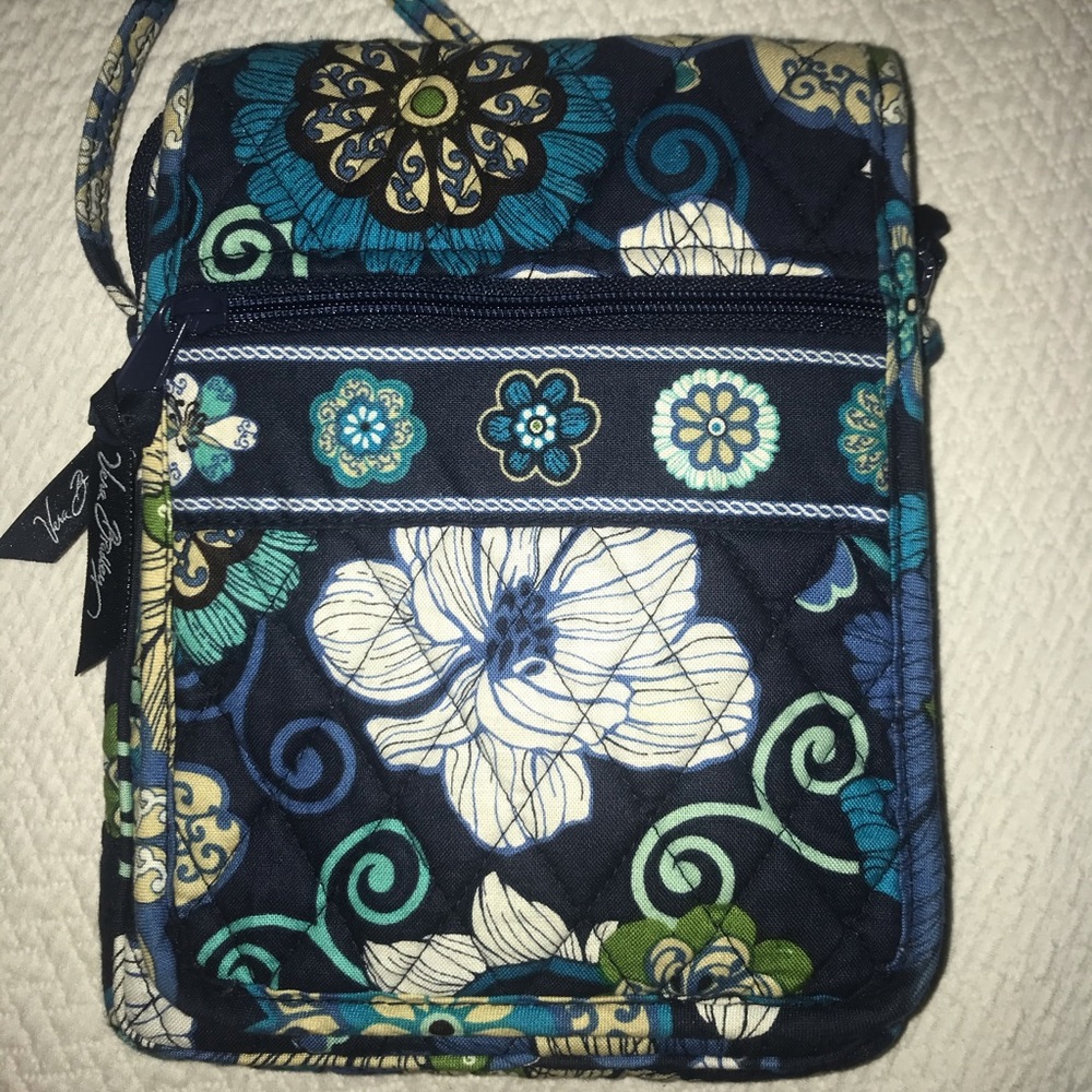 Vera Bradley cross body bag; triple zip hipster